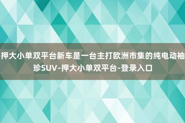 押大小单双平台新车是一台主打欧洲市集的纯电动袖珍SUV-押大小单双平台-登录入口