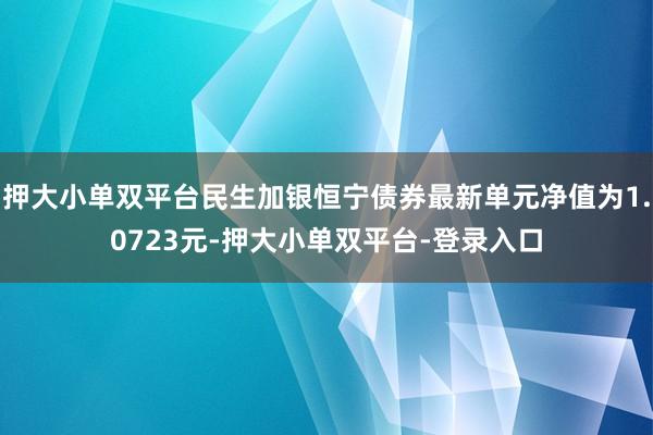押大小单双平台民生加银恒宁债券最新单元净值为1.0723元-押大小单双平台-登录入口