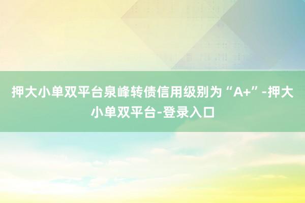 押大小单双平台泉峰转债信用级别为“A+”-押大小单双平台-登录入口