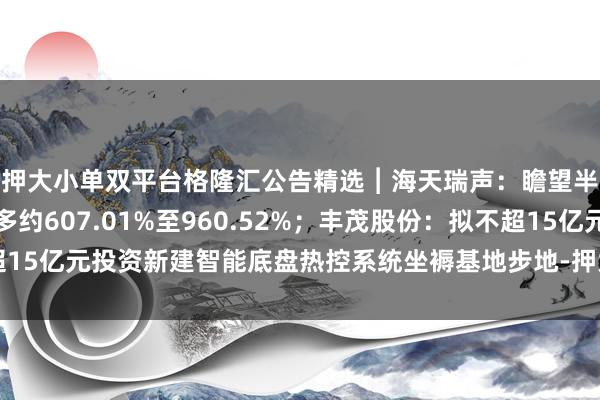 押大小单双平台格隆汇公告精选︱海天瑞声：瞻望半年度净利润同比加多约607.01%至960.52%；丰茂股份：拟不超15亿元投资新建智能底盘热控系统坐褥基地步地-押大小单双平台-登录入口