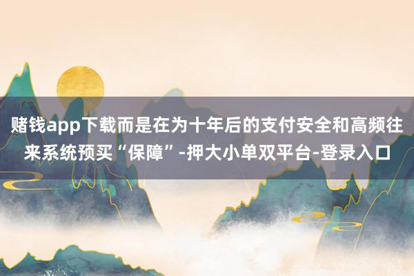 赌钱app下载而是在为十年后的支付安全和高频往来系统预买“保障”-押大小单双平台-登录入口